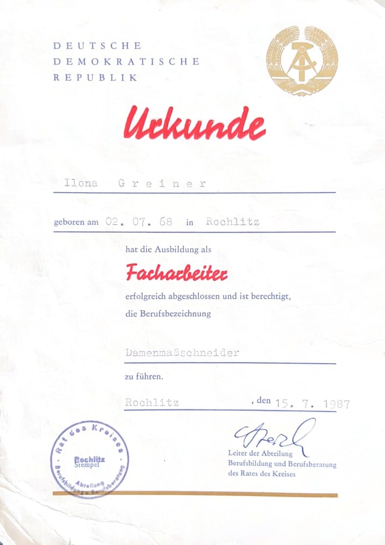 Urkunde Ilona Facharbeiter